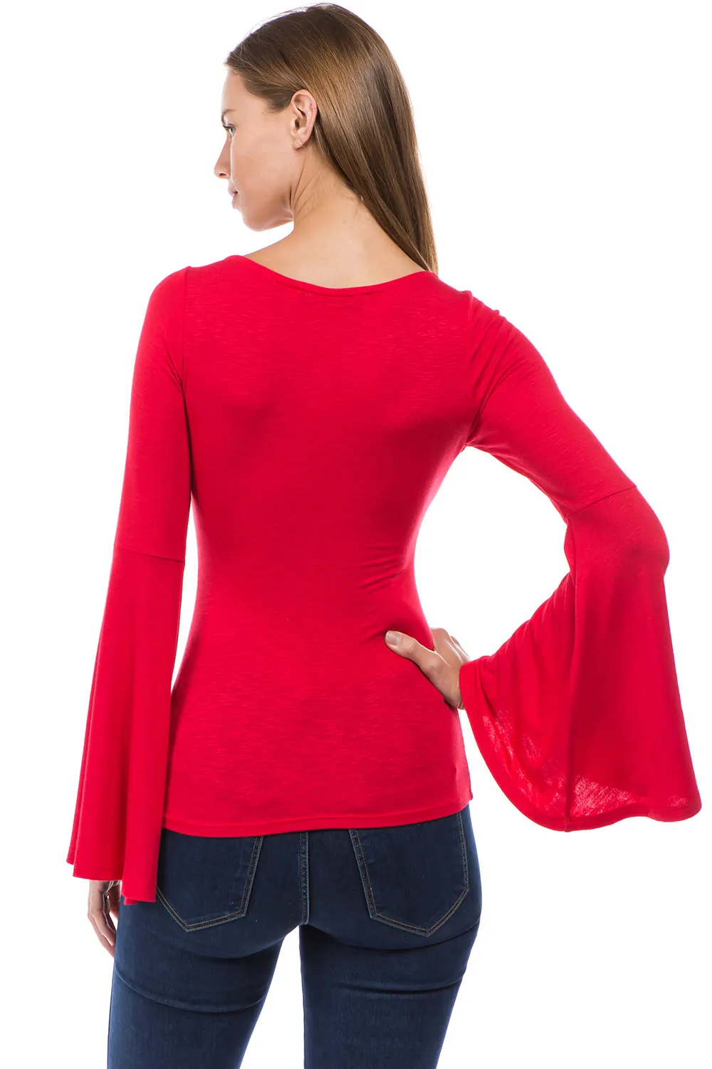 ROCIO BELL SLEEVE TOP (RED)-VT2598