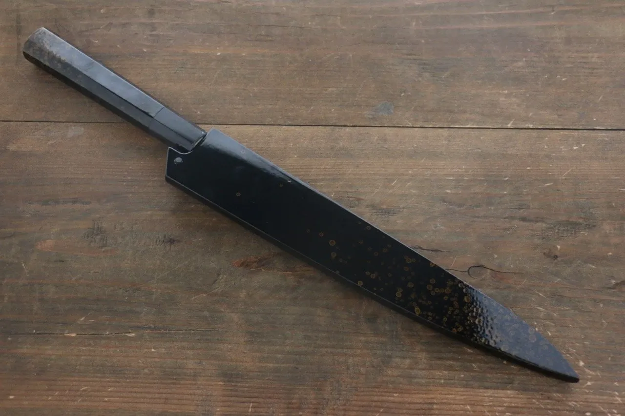 Sakai Takayuki AUS-10 45 Layer Damascus Hammered Sujihiki Japanese Chef Knife 240mm Gold Dots Lacquered Handle With Saya