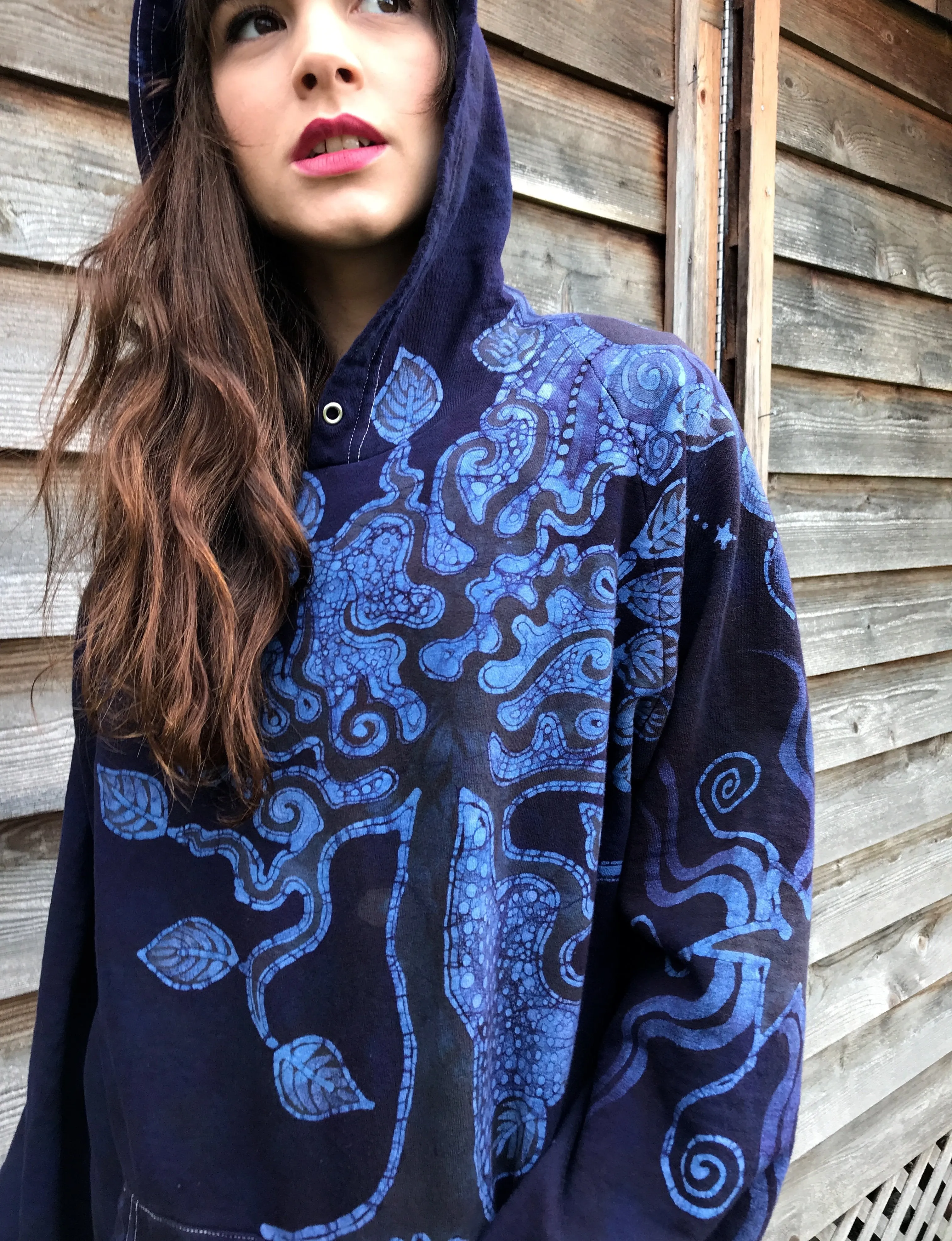 Sees The Forest For The Magnificent Trees Handmade Batik Hoodie