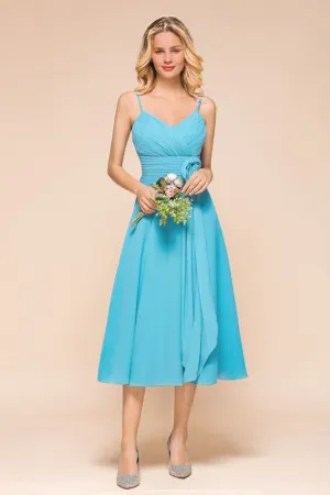 Sleeveless Chiffon Ankle Length Bridesmaid Dress Mini Beach Wedding Guest Dress
