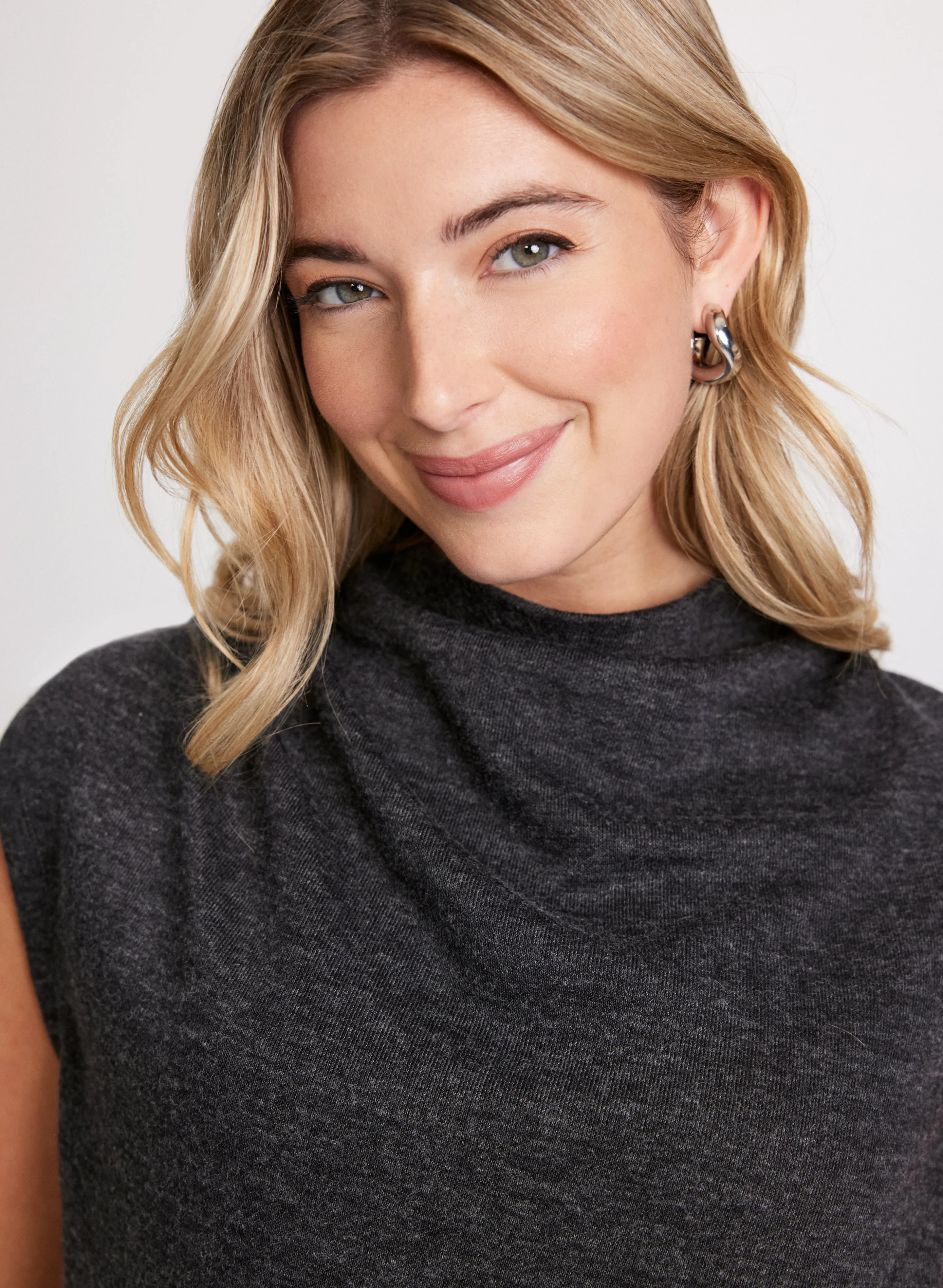 Sleeveless Funnel Neck Sweater