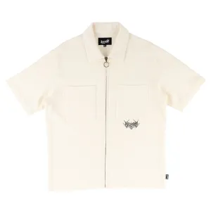 Sliver S/S Waffle-Knit Zip Shirt - Bone