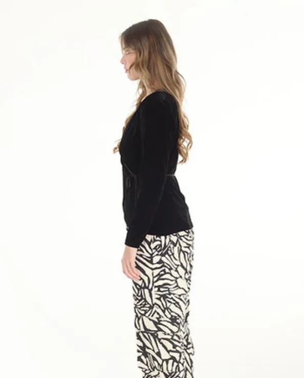 Solid Stretch Velvet Wrap Top
