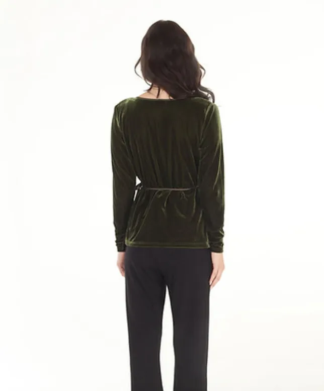 Solid Stretch Velvet Wrap Top