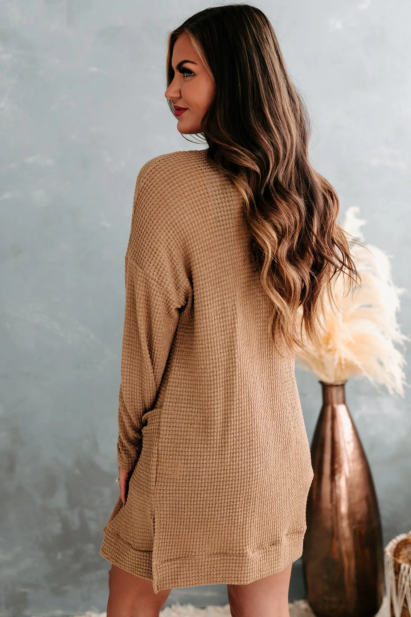 Some Day Soon Waffle Knit Cardigan (Mocha)