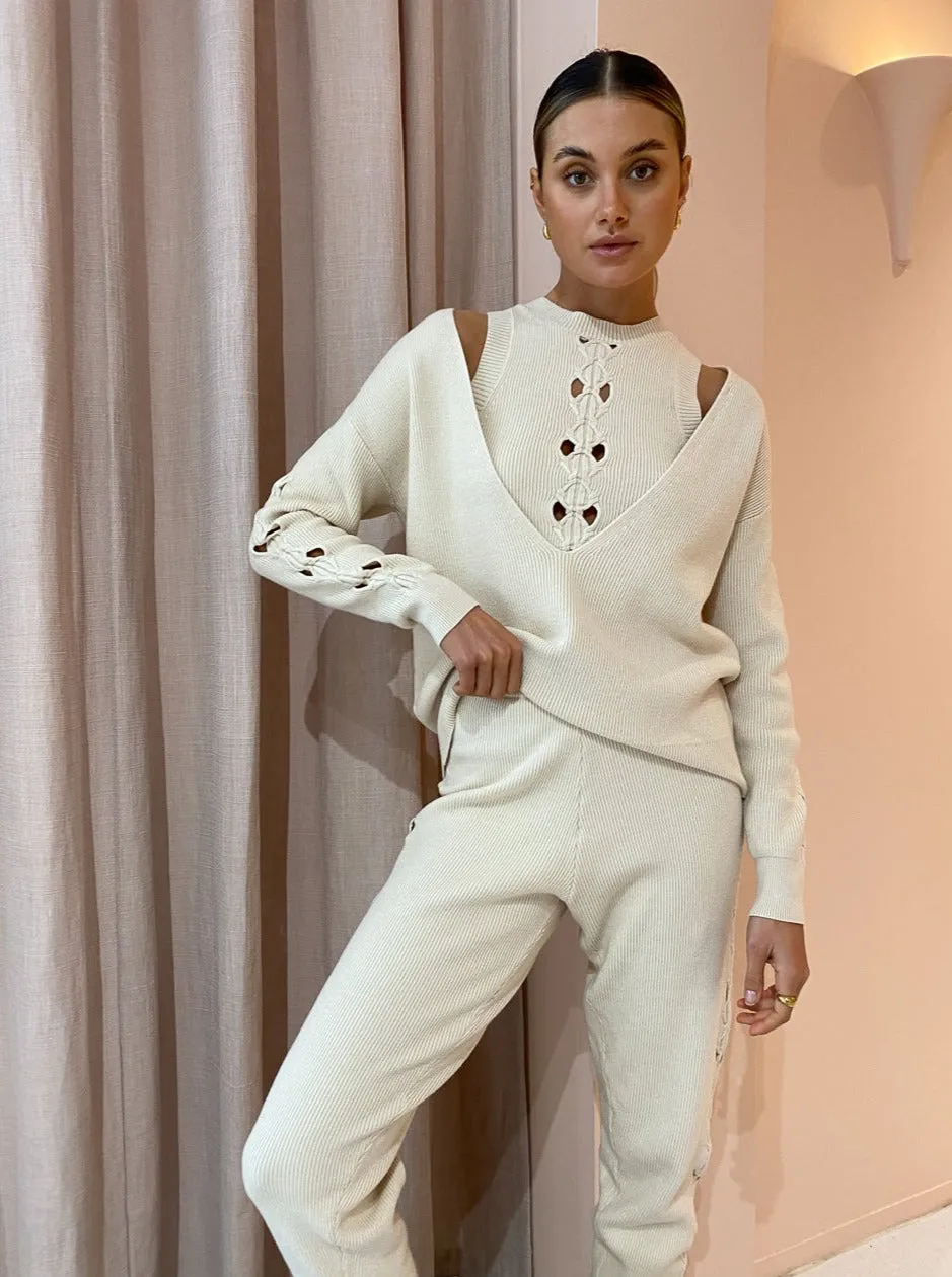 Sovere Ease Knit Lounge Pant in Almond
