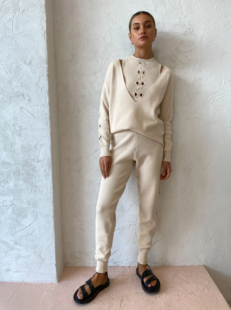 Sovere Ease Knit Lounge Pant in Almond
