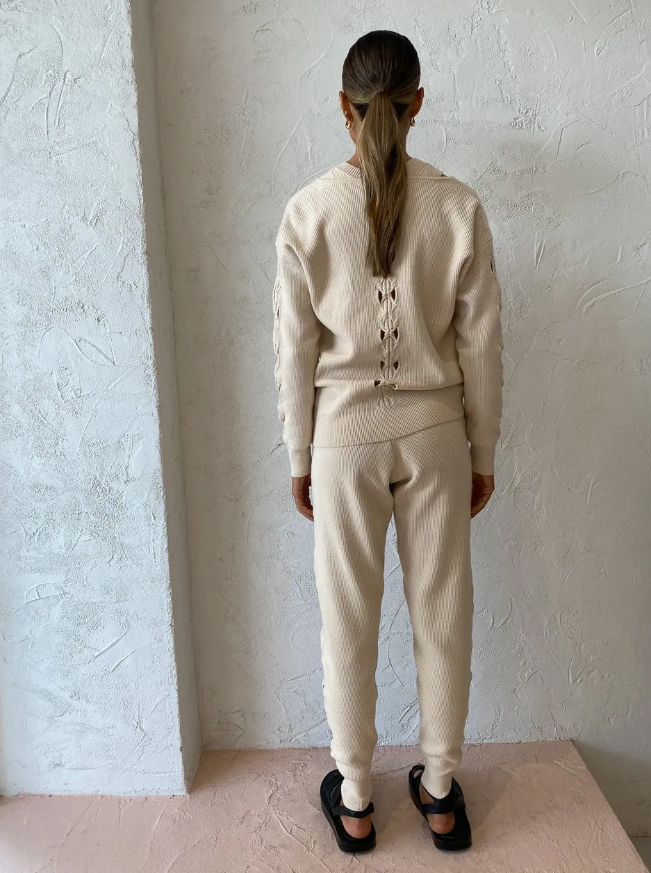 Sovere Ease Knit Lounge Pant in Almond
