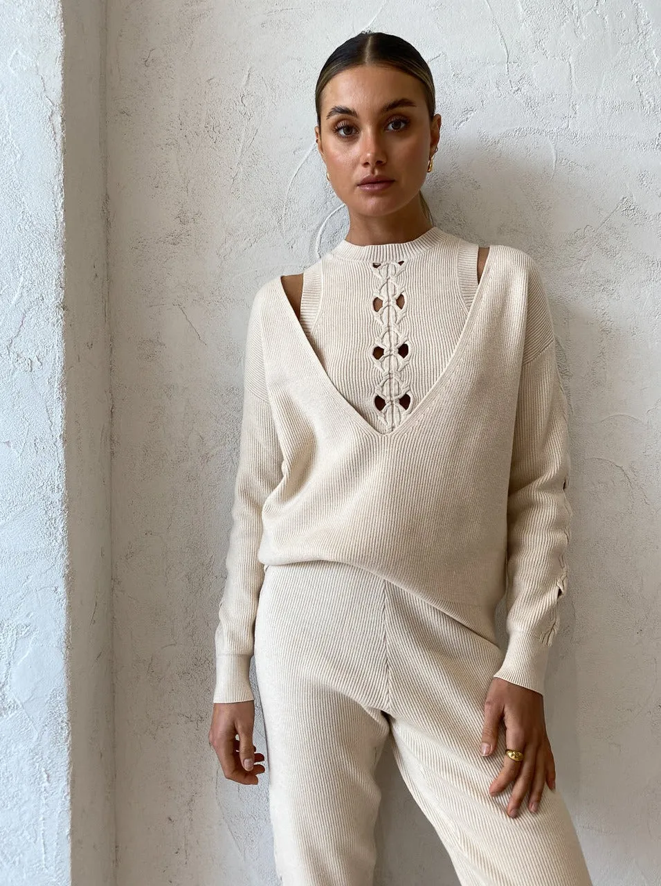 Sovere Ease Knit Lounge Pant in Almond
