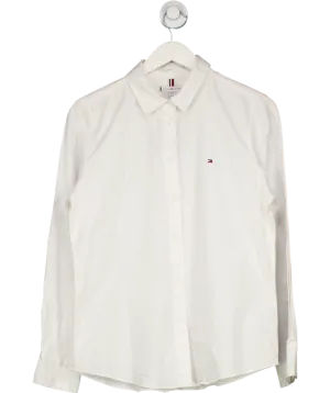 Tommy Hilfiger Classic  White Embroidered Flag Cotton Shirt UK 10