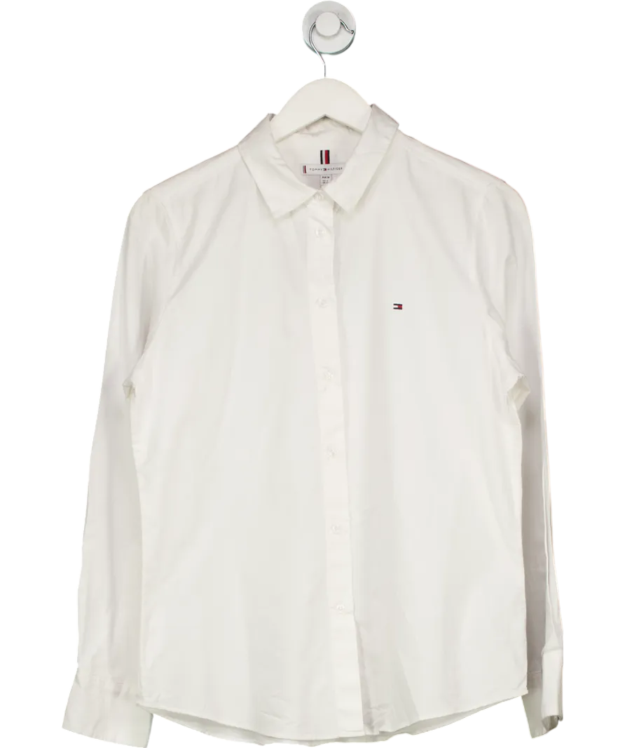 Tommy Hilfiger Classic  White Embroidered Flag Cotton Shirt UK 10