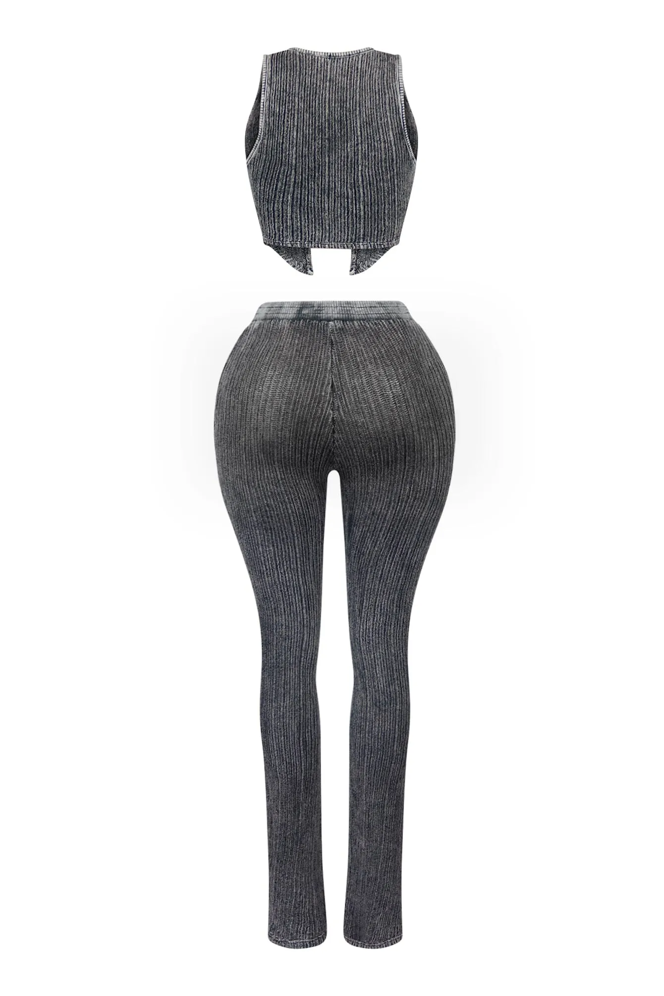 Twin Flame Ribbed Knit Tank Top & Pants SET